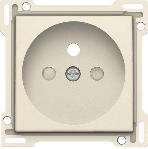 Afbeeldingen van Afwerkingsset voor stopcontact met penaarde en beschermingsafsluiters, inbouwdiepte 28,5 mm, cream