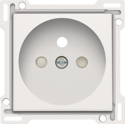 Afbeeldingen van Afwerkingsset voor stopcontact met penaarde en beschermingsafsluiters, inbouwdiepte 28,5 mm, white