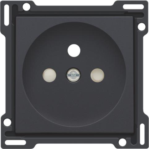 Afbeeldingen van Afwerkingsset voor stopcontact met penaarde en beschermingsafsluiters, inbouwdiepte 28,5 mm, anthrac