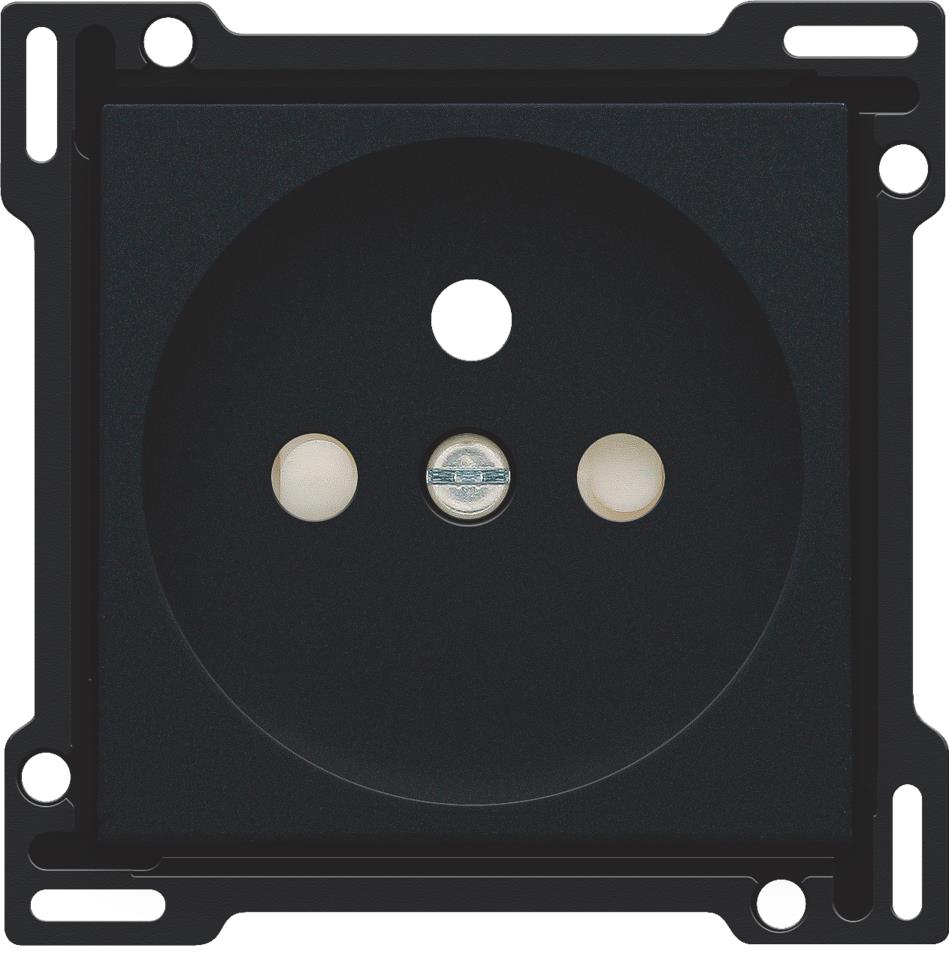 Afbeeldingen van Afwerkingsset voor stopcontact met penaarde en beschermingsafsluiters, inbouwdiepte 28,5 mm, black c